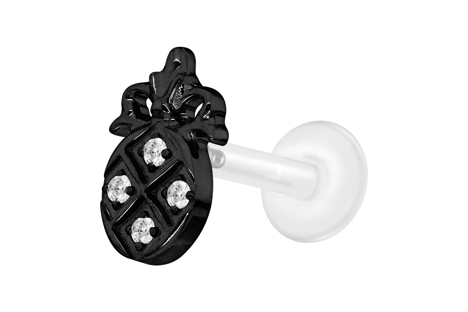 PTFE Labret Piercing mit Innengewinde + Titan-Aufsatz KRISTALLANANAS